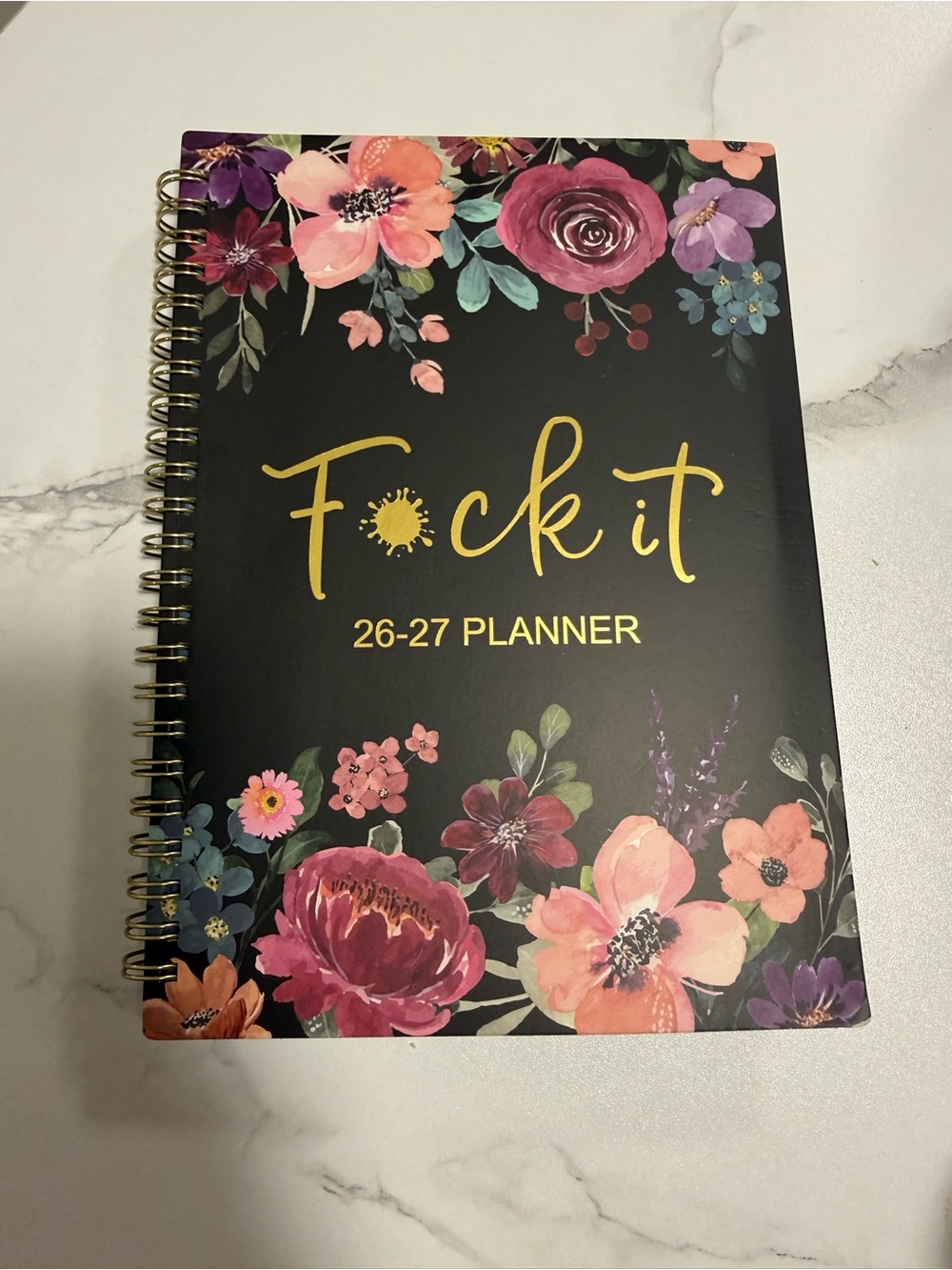 Floral 'F*ck It' 26-27 Planner - Black Floral Cover
